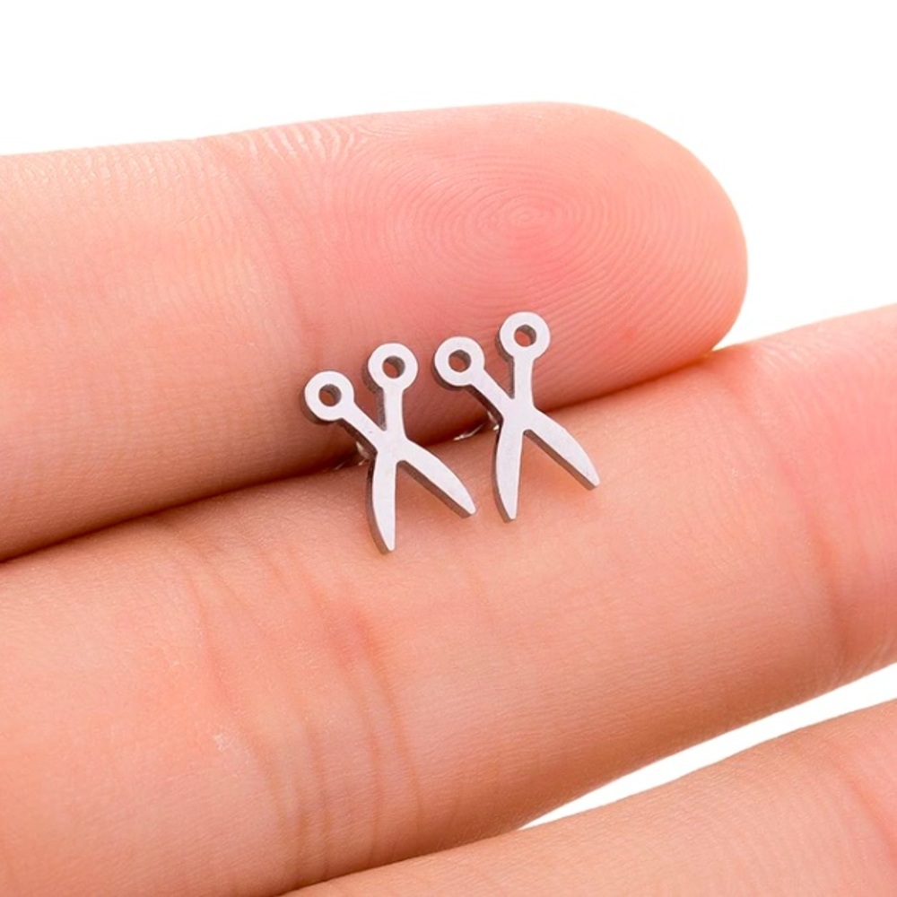 Stainless Steel Scissors Stud Earrings